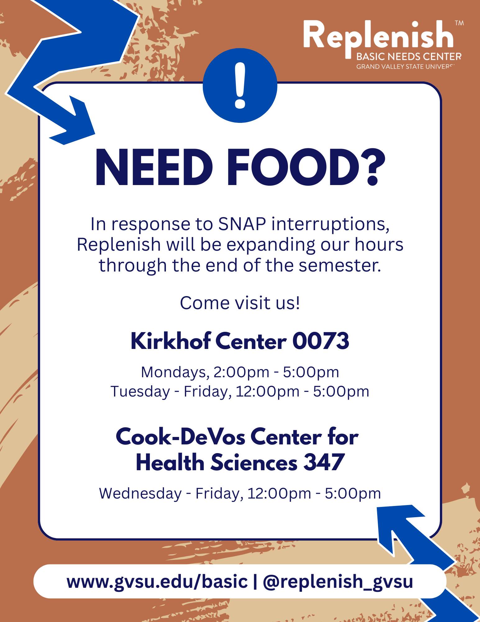 Replenish Updated Hours Through Fall 2025 Semester